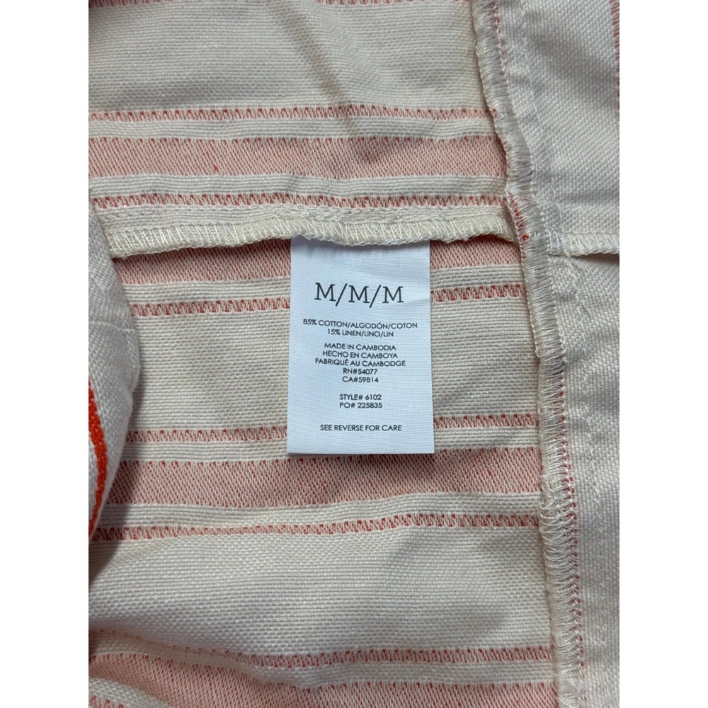 Cabi Womens Medium Cream Orange Striped Sleeveless Strappy Smocked Babydoll Top - Picture 5 of 9